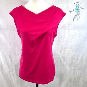 Ann Taylor pink pleated gather short sleeve top size medium